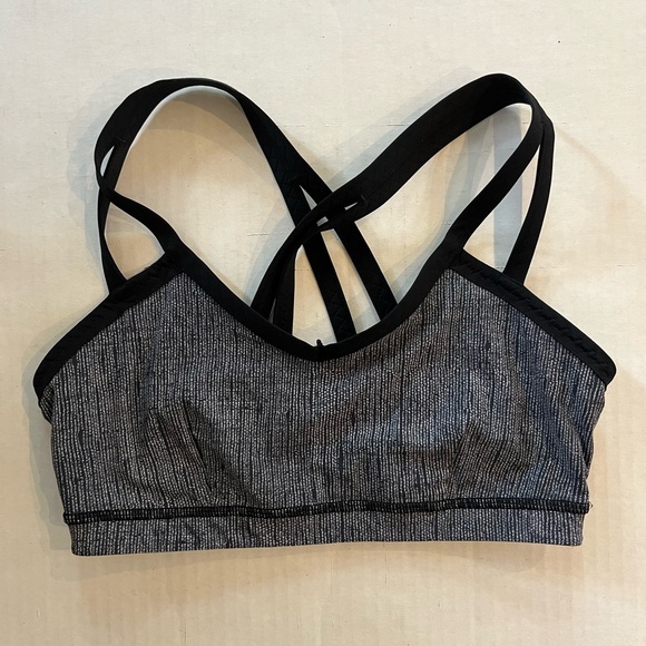 Lululemon Water Bound sports bra strappy cross back size 6 black white burlap - Picture 3 of 10